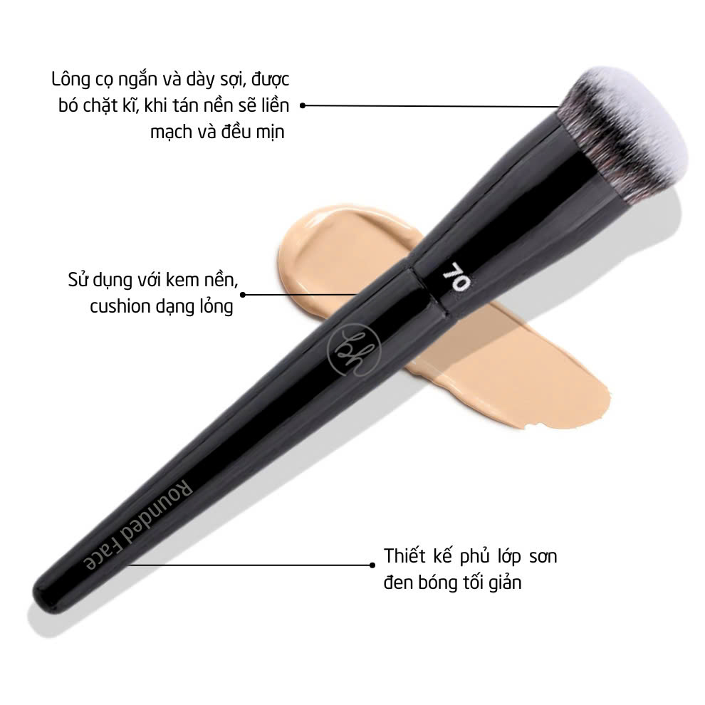 Cọ Phủ Mặt Đầu Tròn BH Cosmetics Rounded Face BH70